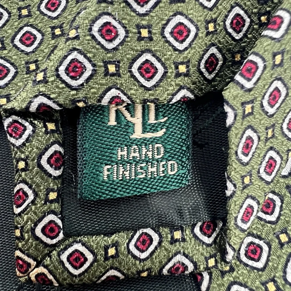 Lauren Ralph Lauren Men's Woven Silk Tie Green Necktie